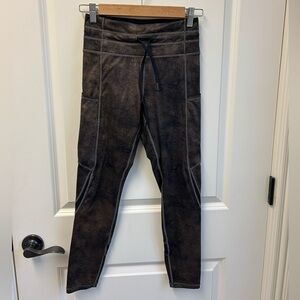 Zyia Distressed Copper Pocket Drawstring Luxe leggings